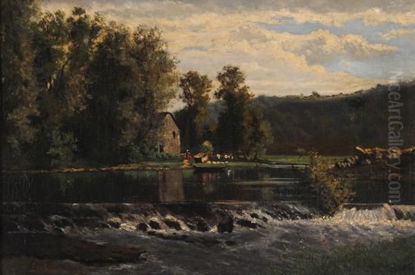 Paesaggio Fluviale Oil Painting by Edmond De Schampheleer