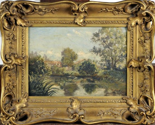 Riviere Arboree. Oil Painting by Edmond De Schampheleer