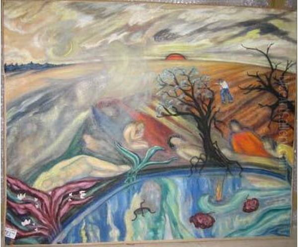 Composition, Paysage, Circa 1930 Oil Painting by Sophie De Schomberg Szymberska