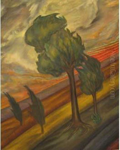 Paysage Au Crepuscule, Circa 1926-1929 Oil Painting by Sophie De Schomberg Szymberska