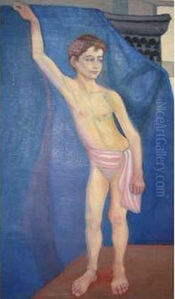 Garcon Au Pagne, Circa 1920-1922 Oil Painting by Sophie De Schomberg Szymberska