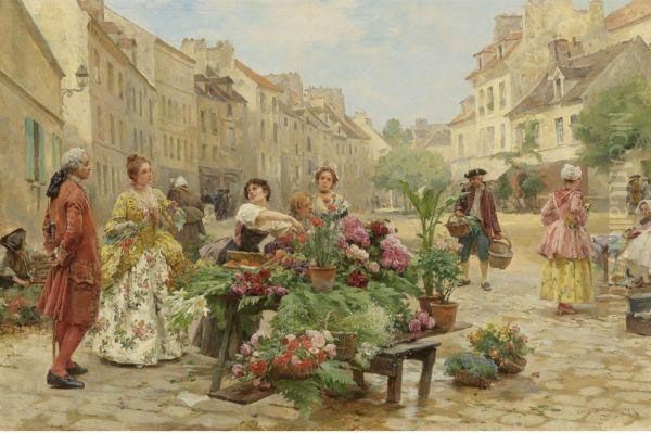 Un Marche Au Xviiie Siecle Oil Painting by Louis De Schryver