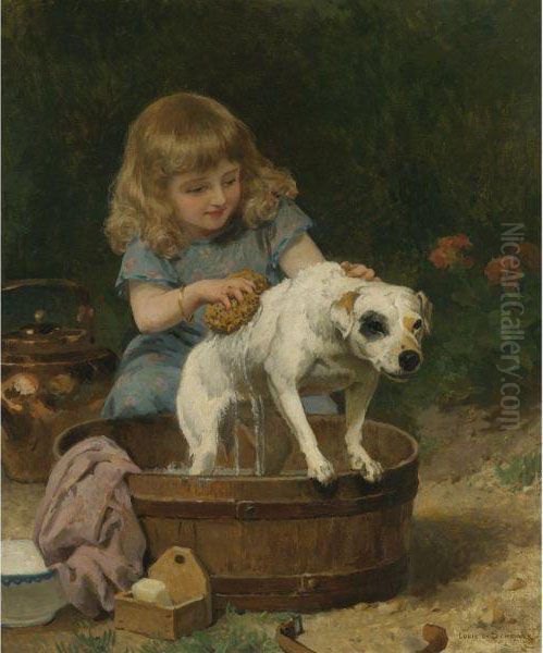 Bath Day Oil Painting by Louis De Schryver