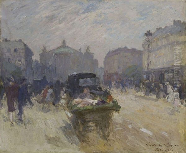 Paris - Place De L'opera Oil Painting by Louis De Schryver