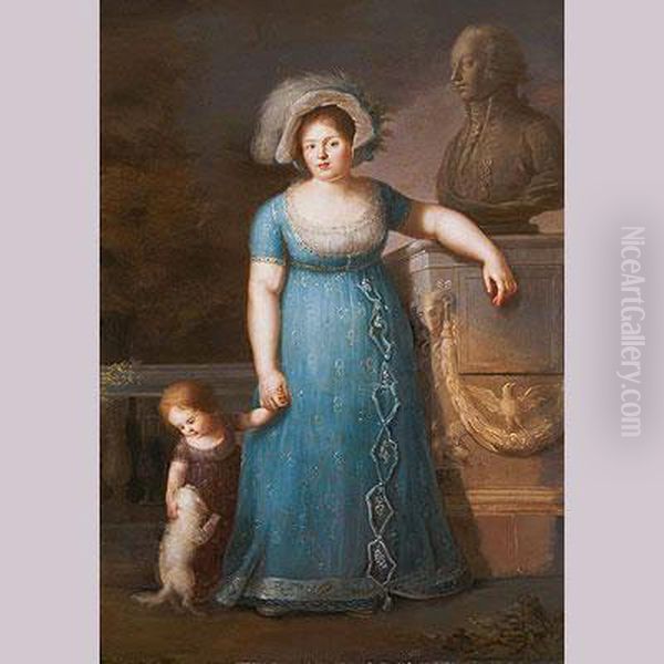 Retrato De La Marquesa De Palomares Con Su Hijo Oil Painting by Domingos Antonio de Sequeira