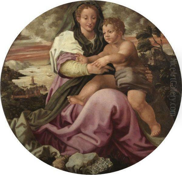 Virgin And Child Oil Painting by Constantini De Servi