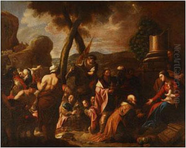 Adoracion De Los Reyes Oil Painting by Juan De Sevilla Romero Y Escalante