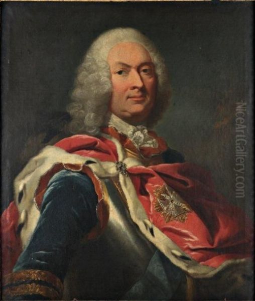 Portrait Presume D'un Chevalier De L'ordre De L'aigle Blanc De Pologne Toile Oil Painting by Louis de Silvestre