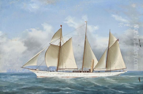 The Royal Yacht Squadron's Steam Yacht Oil Painting by Atributed To A. De Simone