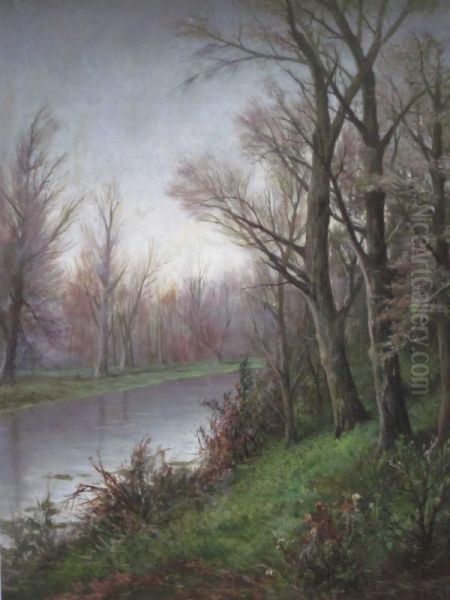 Landscape With River Oil Painting by Atributed To A. De Simone