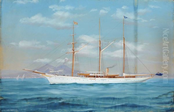 Rtrattodello Steam Yacht Lady Torfrida Oil Painting by Antonio de Simone