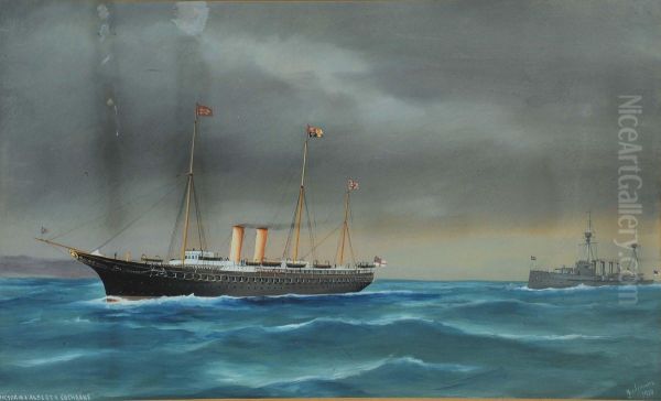 Ritrattodello Royal Yacht Victoria And Albert Oil Painting by Antonio de Simone