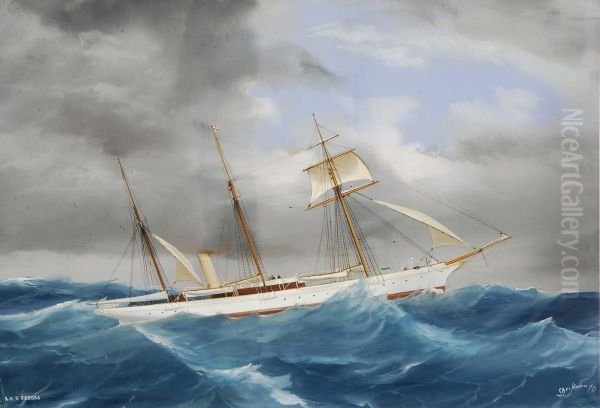 Ritrattodello Steam Yacht Fedora In Navigazione Oil Painting by Antonio de Simone