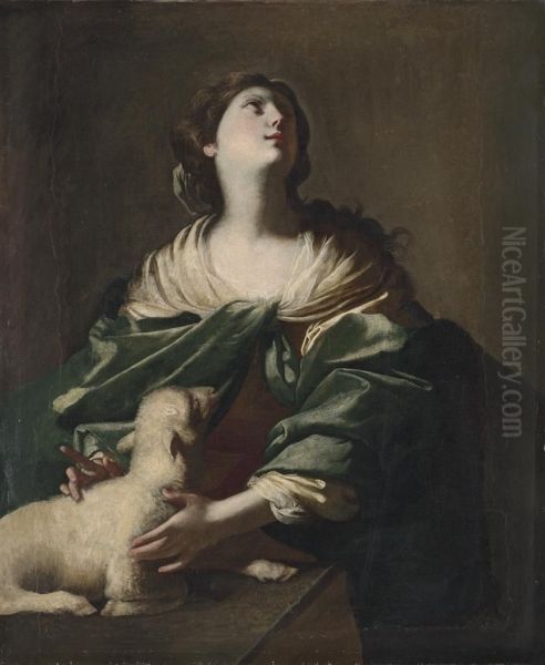 Saint Agnes Oil Painting by Nicolo De Simone