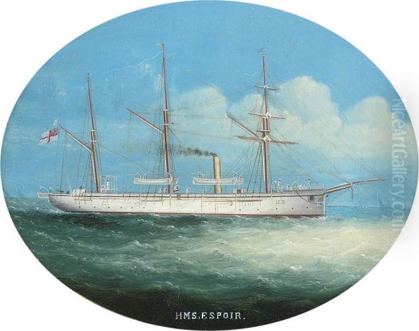 The Royal Navy's Screw Gunboat H.m.s. Oil Painting by de Simone Tommaso