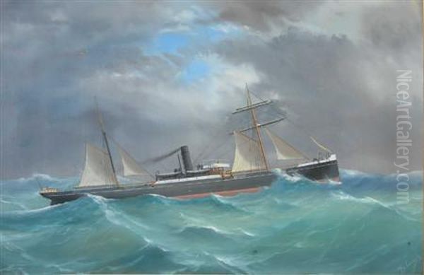 The Sussex In Choppy Seas Oil Painting by de Simone Tommaso