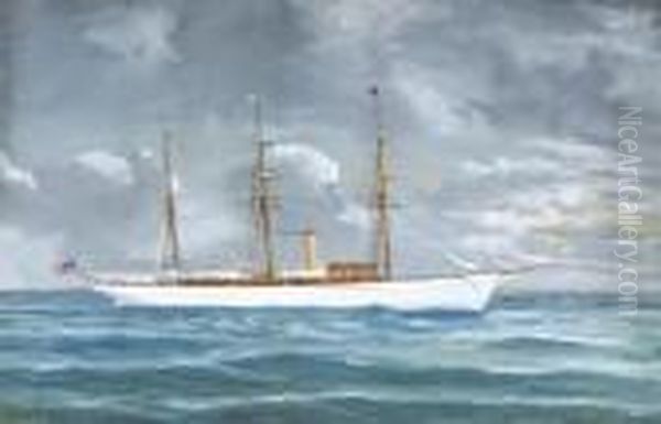 The American Steam Yacht Oil Painting by de Simone Tommaso