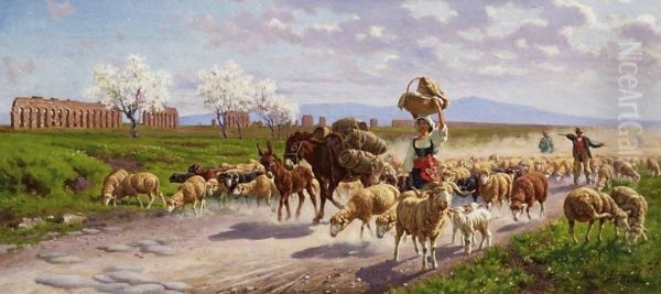 Spring In The Campagna Oil Painting by Alfredo De Simoni