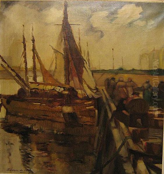 Voilier Au Quai Oil Painting by Frederic De Smet