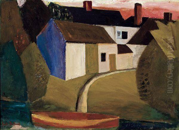 Vue De Village Avec Bateau Oil Painting by Gustave De Smet