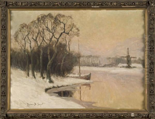 Bords De La Lys Sous La Neige Oil Painting by Gustave De Smet