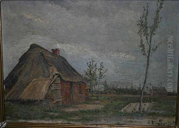 Hoeve In Een Landschap. Oil Painting by Hendrick De Smeth