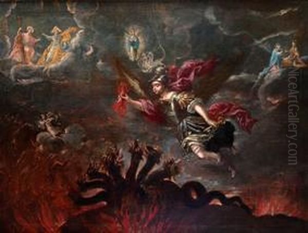 San Miguel Venciendo Al Demonio Oil Painting by Francisco de Solis