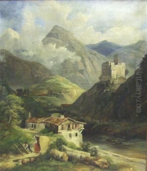 Paysage Des Alpes Oil Painting by Victor De Sprimont