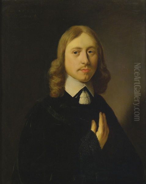 Portrait Of A Man In Black Oil Painting by Jan Jansz De Stomme