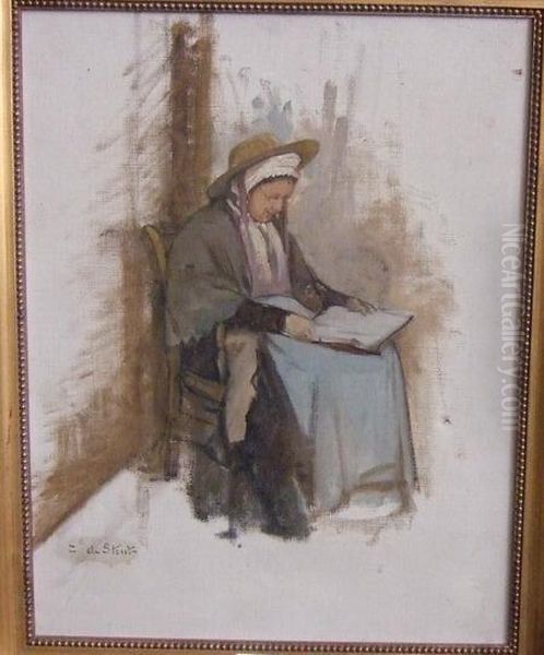 Vieille Femme A Sa Lecture Oil Painting by Elisabeth De Stoutz