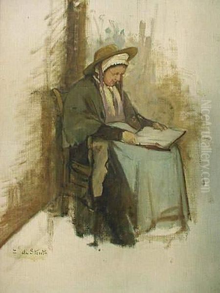 Vieille Femme A Sa Lecture Oil Painting by Elisabeth De Stoutz