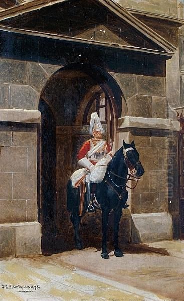 Horseguards, A Pair Oil Painting by J.B.E De Taille