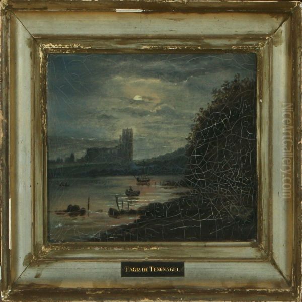 View Of The Castle Koldinghus In The Moonlight Oil Painting by Fabricius De Tengnagel