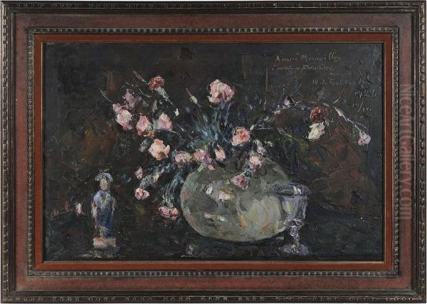 Still Life With Flowers In A Vase by Vladimir De Terlikowski