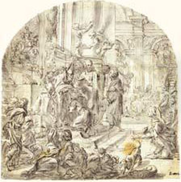 Scene D'ordination Dans Une Eglise Oil Painting by Clemente de Torres