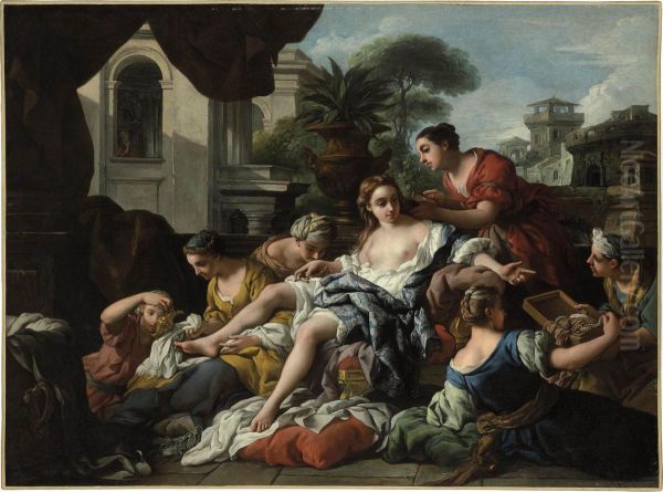 Bathsheba At Her Toilet Oil Painting by Jean Francois de Troy