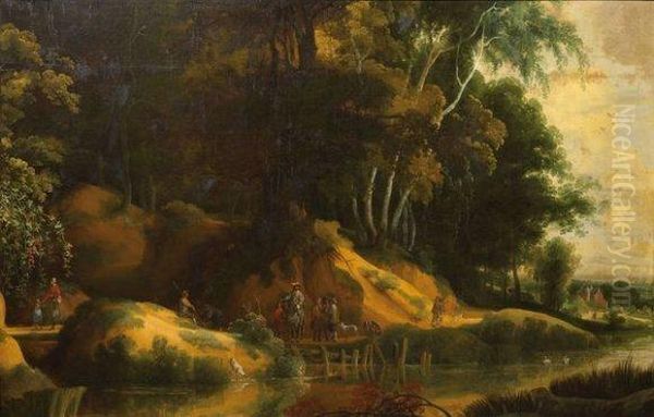 Cavalier Demandant Son Chemin Sur Les Bords D'une Riviere Oil Painting by Lodewijk De Vadder