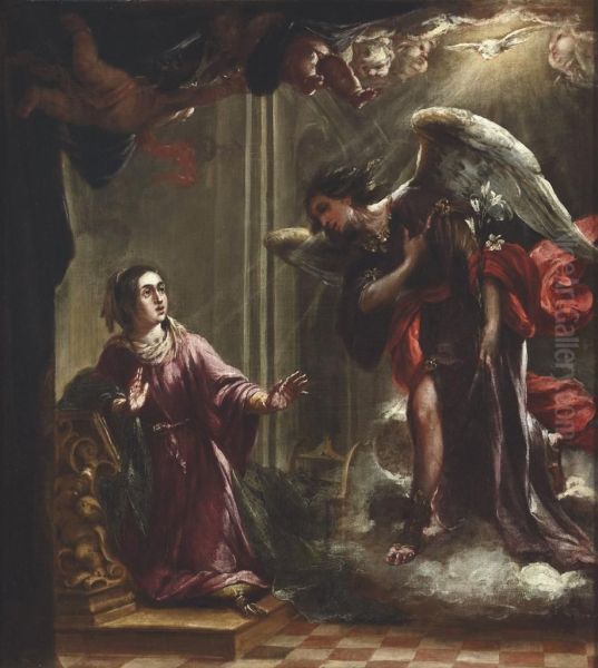 The Annunciation Oil Painting by Juan De Valdes Leal