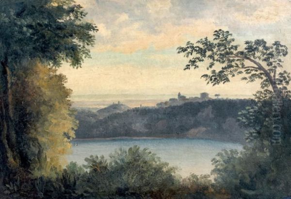 Vue Du Lac Nemi Et De Genzano Oil Painting by Pierre-Henri de Valenciennes