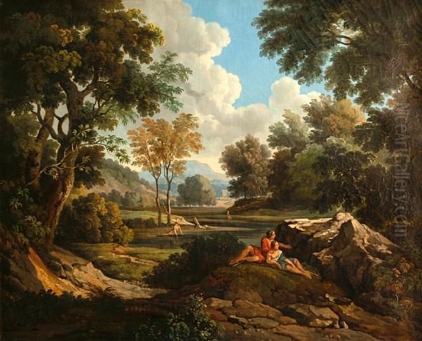 A Classical Landscape With Figures Oil Painting by Pierre-Henri de Valenciennes