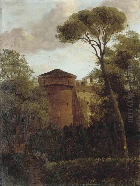 The Walls Of A Medieval Monastery Oil Painting by Pierre-Henri de Valenciennes