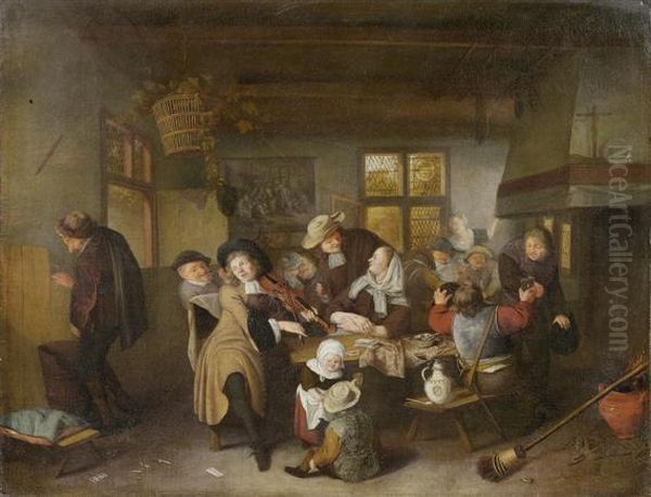 Interior With
Lively Company Oil Painting by Hendrik De Valk