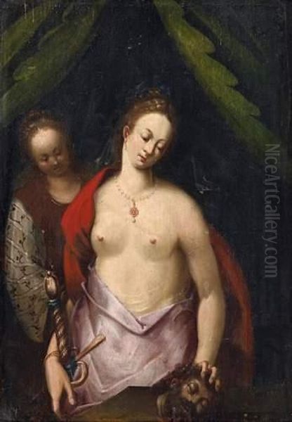 Judith With The Head Of Holofernes Oil Painting by Dirck de Quade Van Ravesteyn