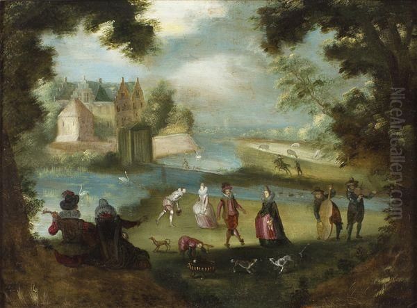 Scene De Concert Dans Un Parc Oil Painting by Esaias Van De Velde