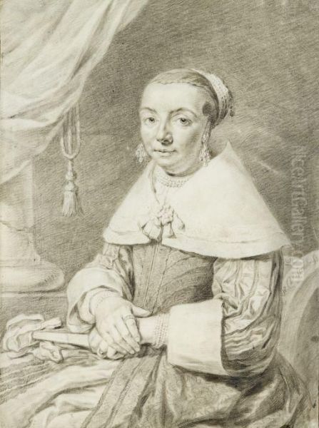 Portrait Of A Seated Lady Oil Painting by Cornelis De Visscher