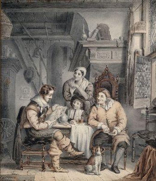 Zwei Gesellschaftsszenen Oil Painting by Samuel De Vletter