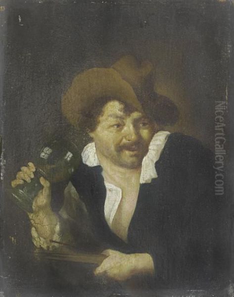 Portrait Of A Violin Player Oil Painting by Arie de Vois