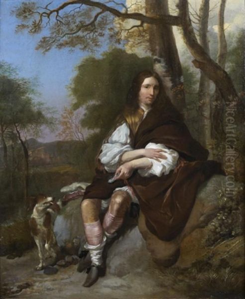 Portrait De Chasseur Dans Un Paysage Oil Painting by Arie de Vois