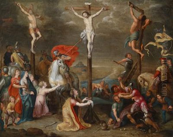 Christ On The Cross Oil Painting by Simon de Vos