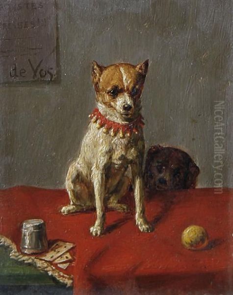 A Pair Of Dog Studies Oil Painting by Vincent de Vos